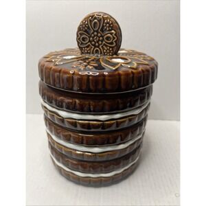 Vintage 1970s Ceramic Stacked Oreo Cookie Jar Japan Retro Kitchen Decor